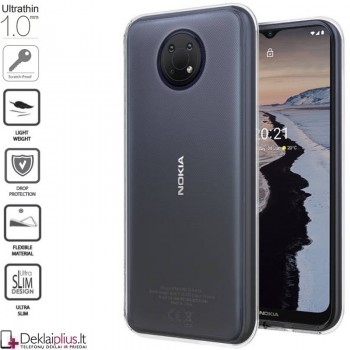 Silikoninis dėklas 1.0 mm storio - permatomas (telefonui Nokia G10/G20/6.3)